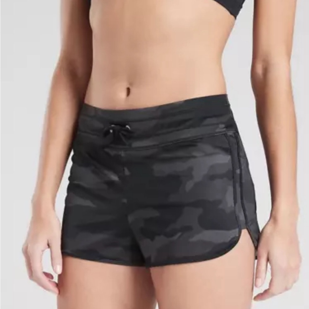 Brand new black camo Athleta Surge Swim Short XS